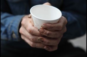 homeless collection cup