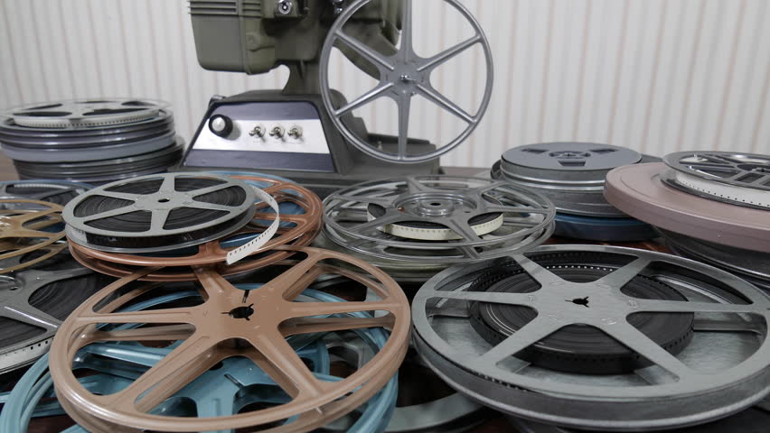 8mm projector and reels